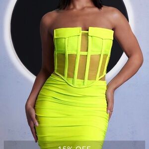 NWT Club L London Neon Green Put on Pause Corset Utility Top, size 2